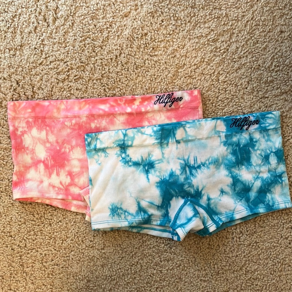 SET OF 2 Tommy Hilfiger seamless boyshort pink & blue tie dye size S small